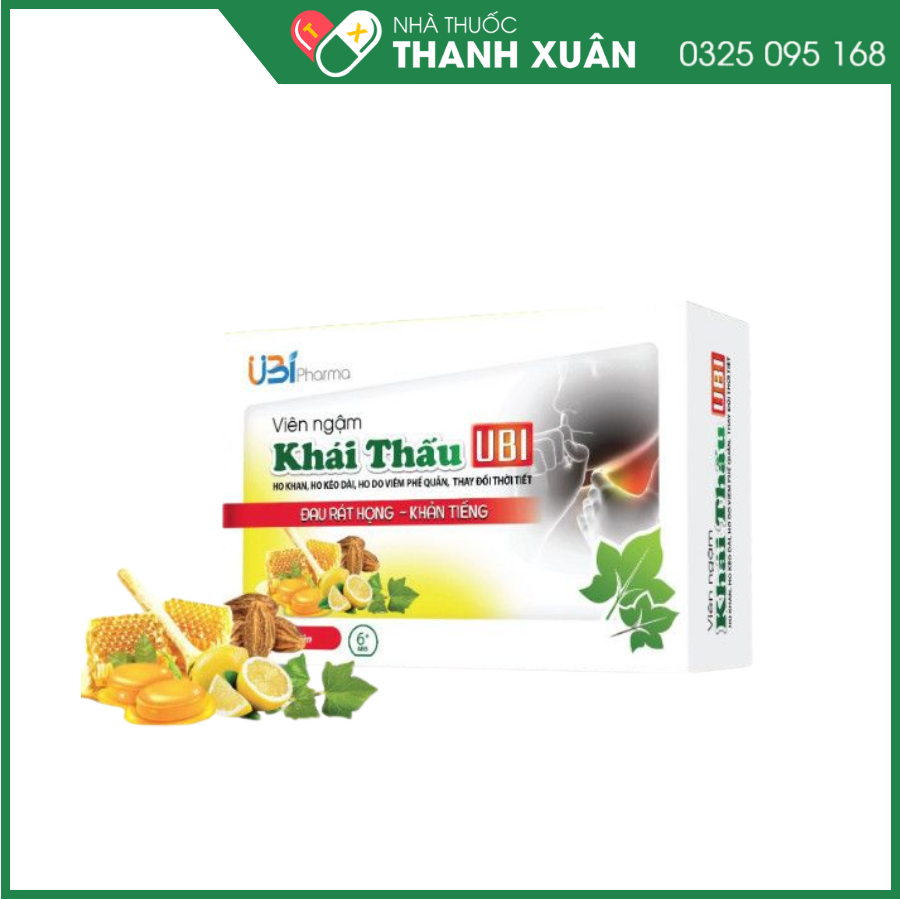 Viên ngậm Khái Thấu UBI - Hỗ trợ điều trị ho khan, ho kéo dài, ho do viêm phế quản